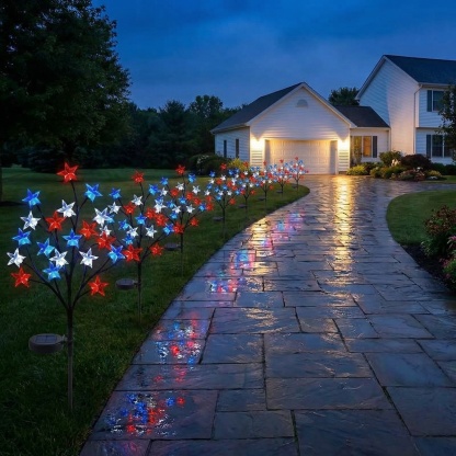 Solar Patriotic Star Lights for Outdoor Decor