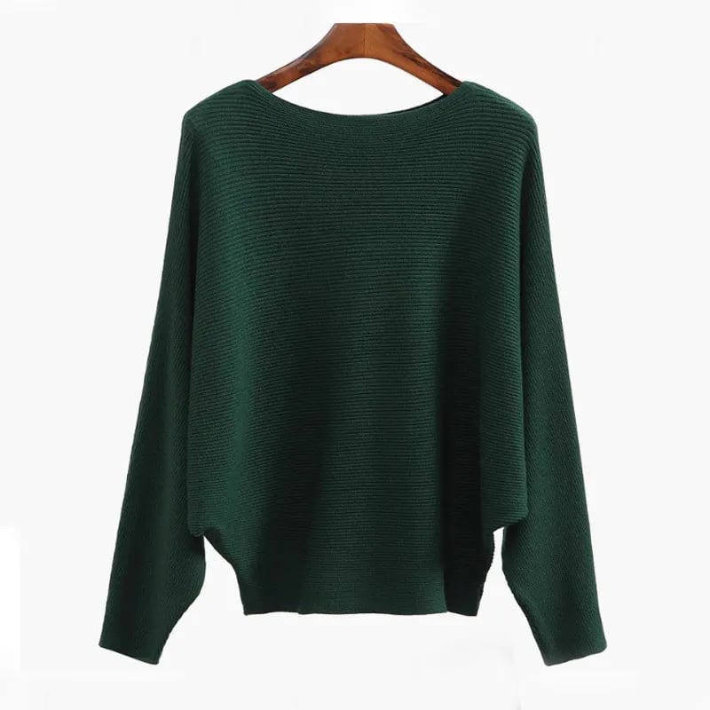 🔥Women's Boat Neck Bat Sleeve Knitted Sweater🔥