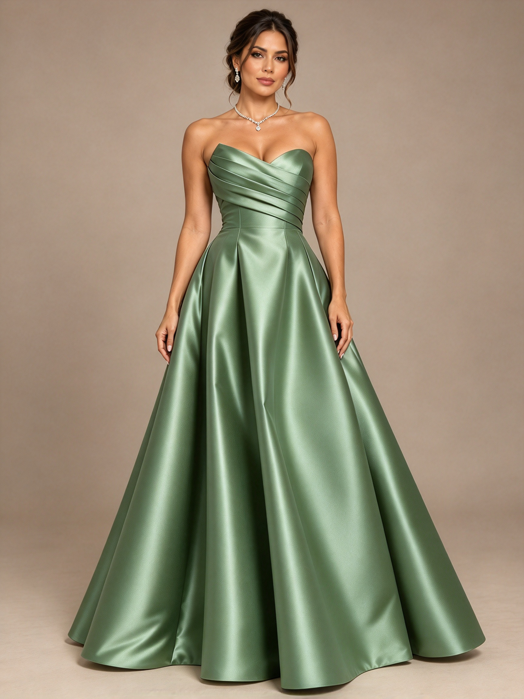 Navy Blue Strapless Sweetheart Ruched A-Line Maxi Dress