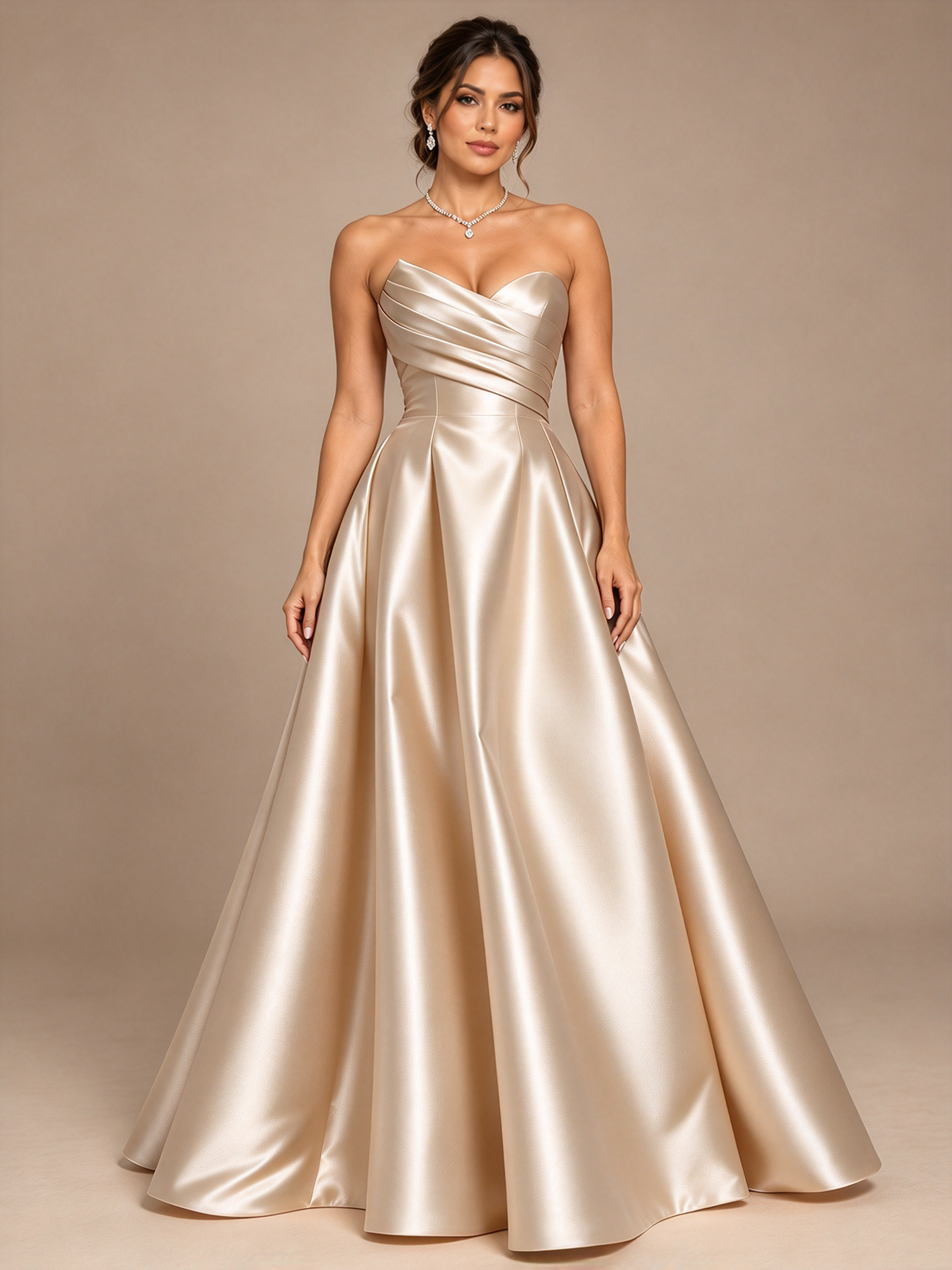 Navy Blue Strapless Sweetheart Ruched A-Line Maxi Dress