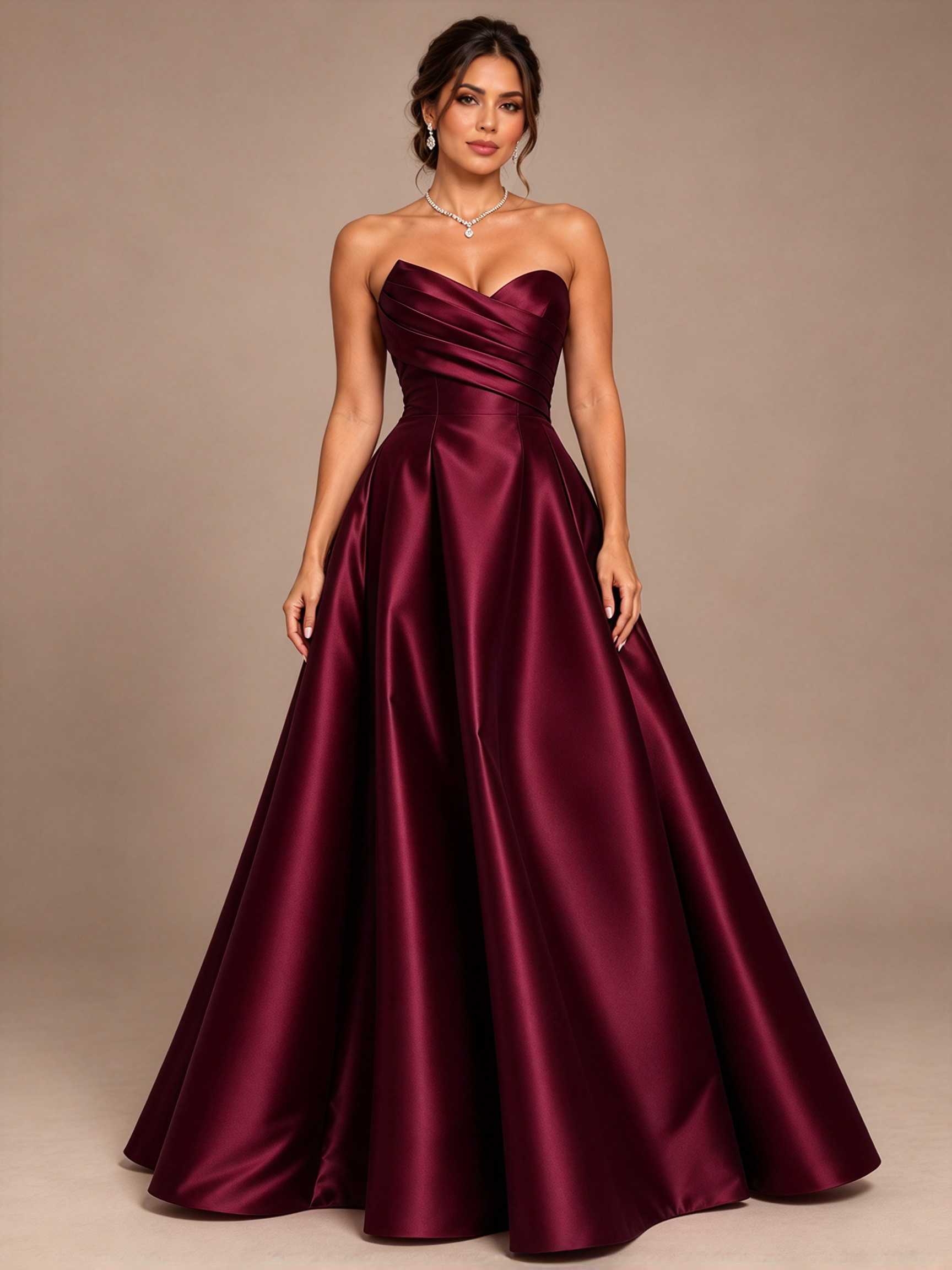Navy Blue Strapless Sweetheart Ruched A-Line Maxi Dress