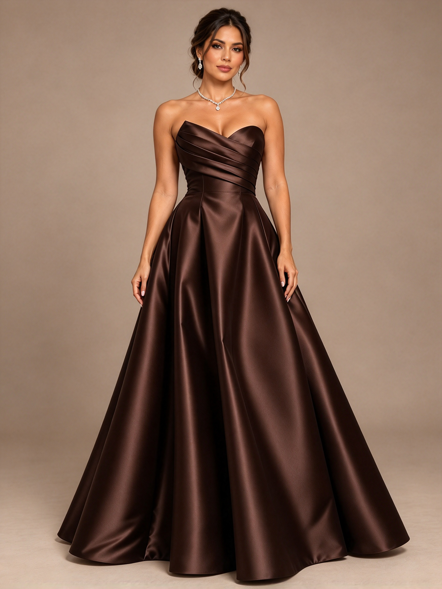 Navy Blue Strapless Sweetheart Ruched A-Line Maxi Dress