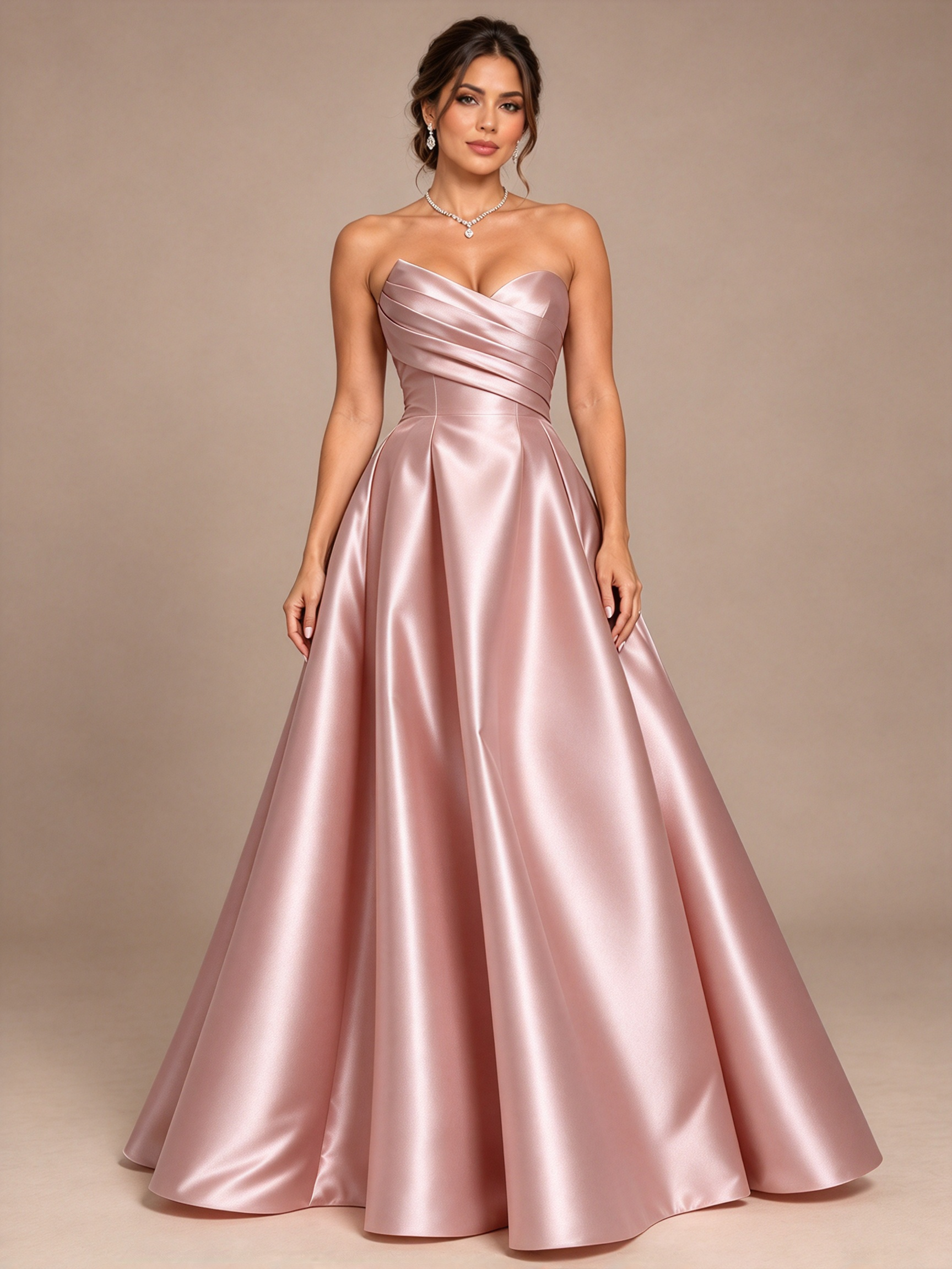 Navy Blue Strapless Sweetheart Ruched A-Line Maxi Dress