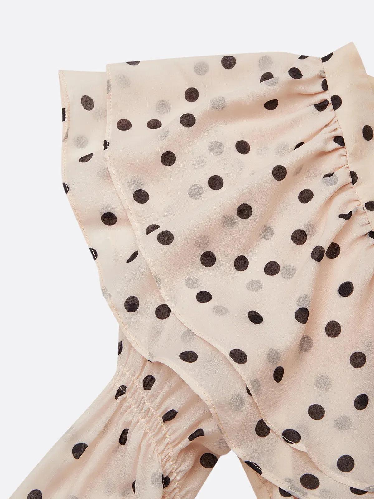 Apricot Peplum Chiffon Long Sleeve Balloon Sleeve Sheath Midi Dress