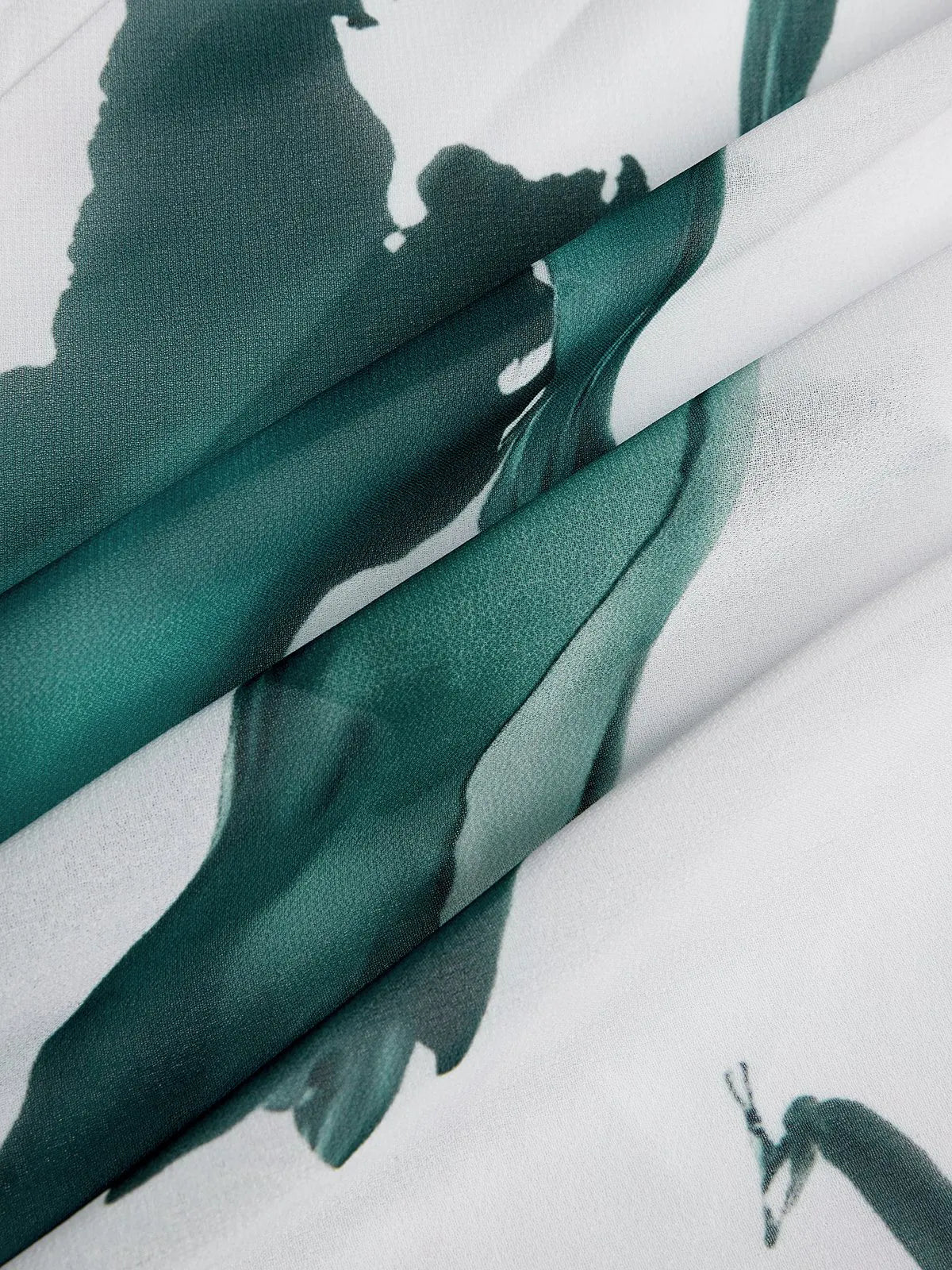 Blue Printing Chiffon V Neck Short Sleeve A-Line Maxi Dress