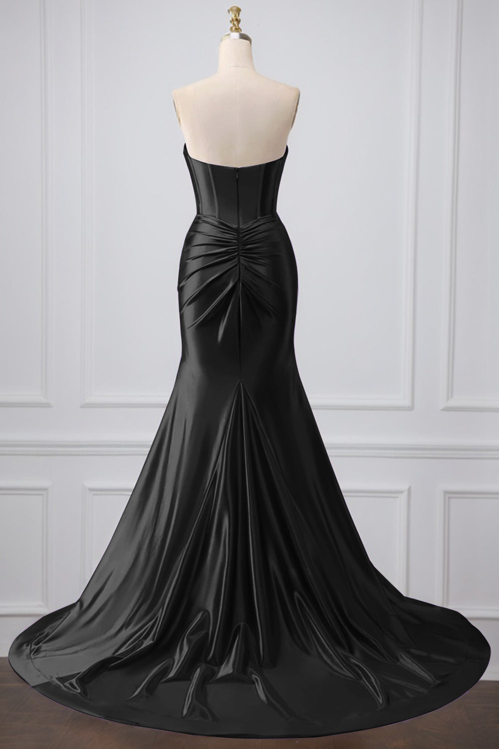 Purple Mermaid Strapless Sweetheart Corset Long Prom Dress with Slit