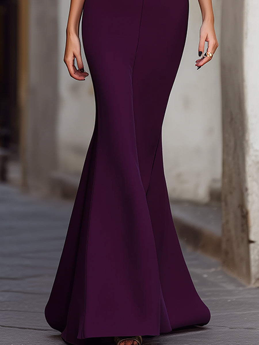 Elegant Off-Shoulder Satin Bow Mermaid Evening Gown