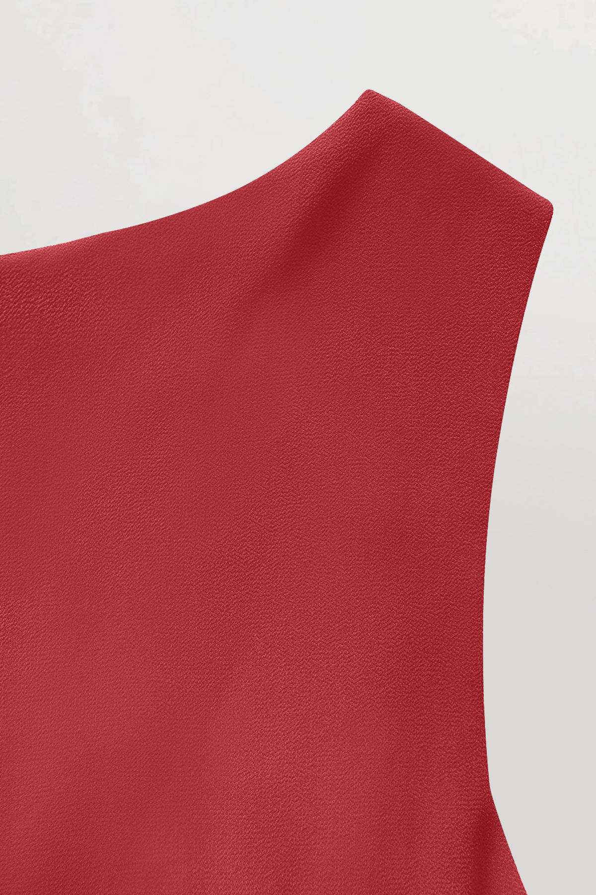 Work Dress Red Asymmetrical Hem Crew Neck Sleeveless Midi Dress