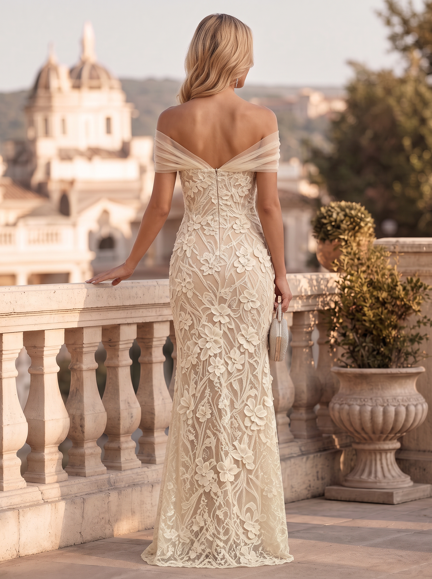 Beige 3D Floral Mesh Lace Asymmetrical Short Sleeve Mermaid Maxi Dress