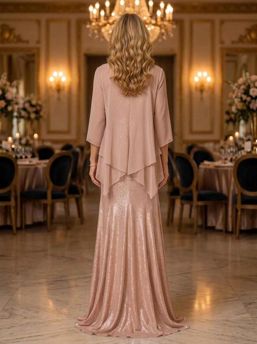 Blush Pink Sequin Mermaid Maxi Dress