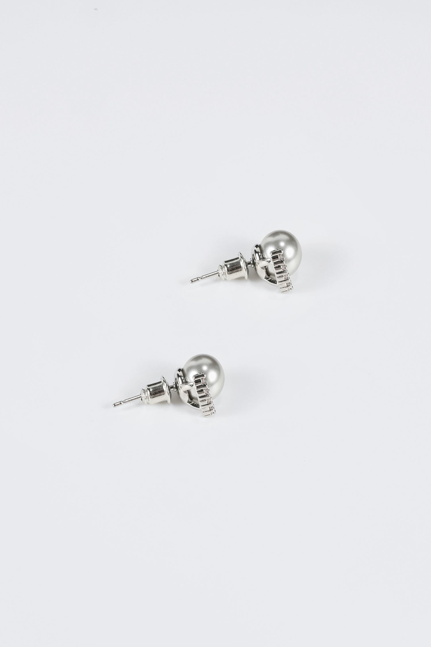Faux Gray Pearl Stud Earrings