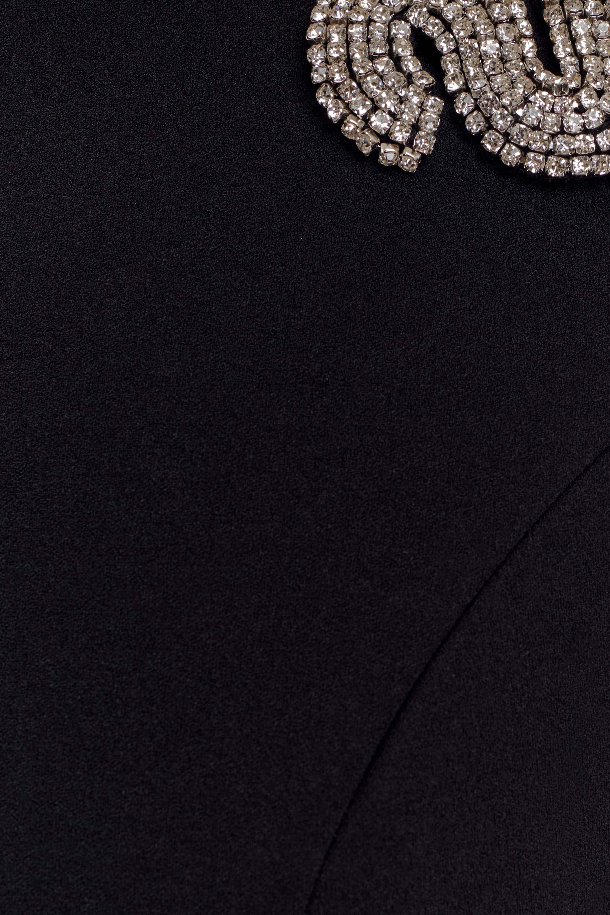 Embellished Crepe Maxi Dress - Black