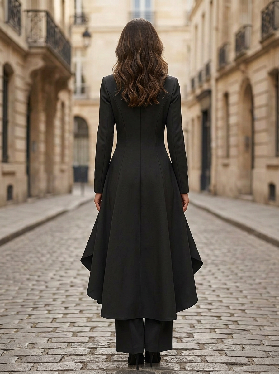 Black Mandarin Collar Long Sleeve Gold Button Wide Leg Jumpsuit