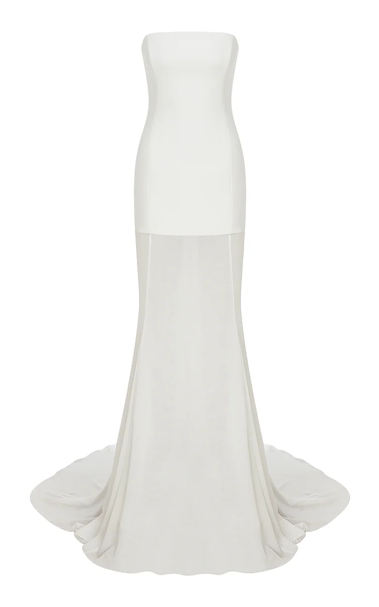 Exclusive Isabel Sheer-Paneled Crepe-Chiffon Gown