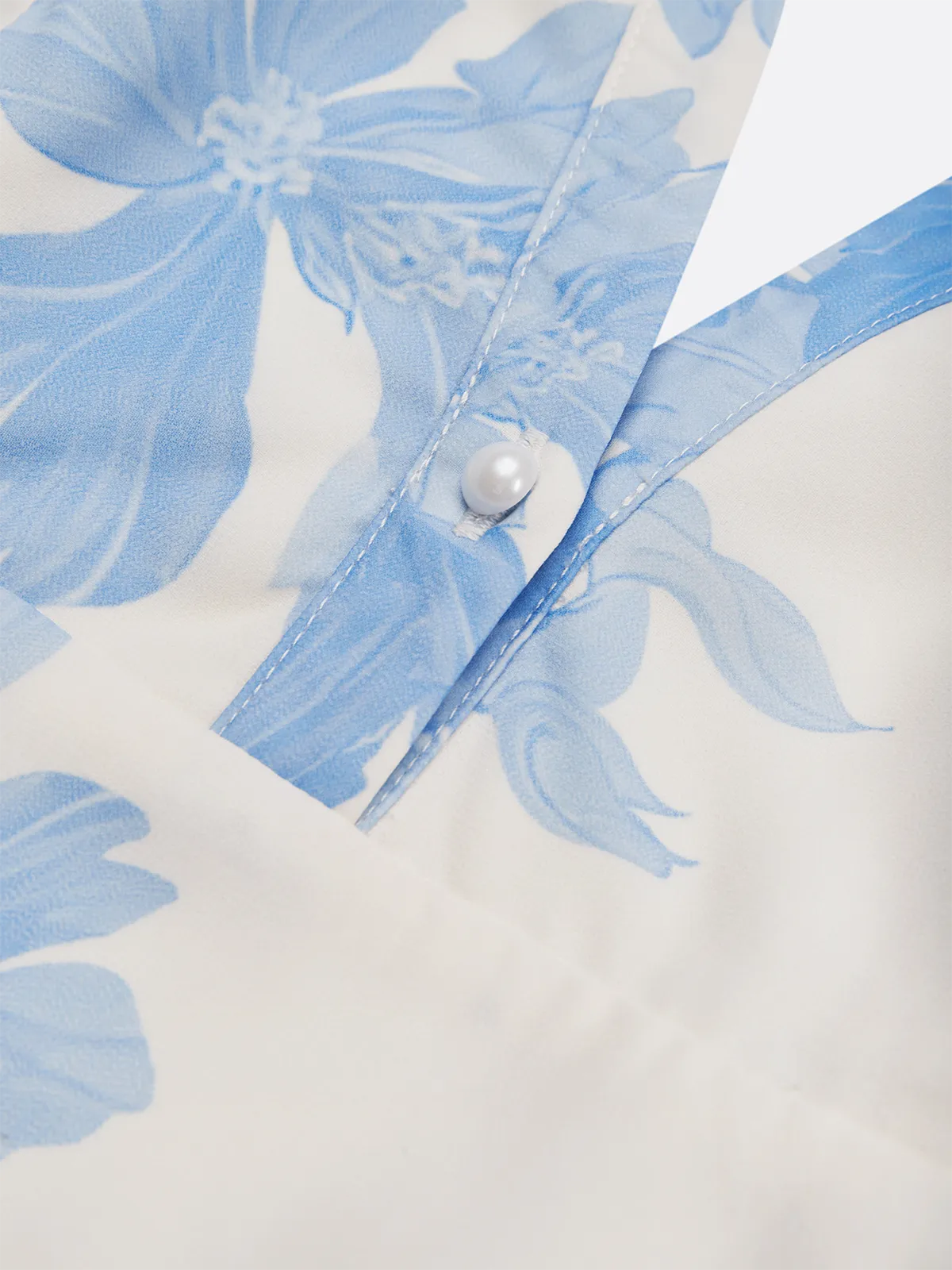 Light Blue Chiffon Floral V Neck Sleeveless A-Line Maxi Dress