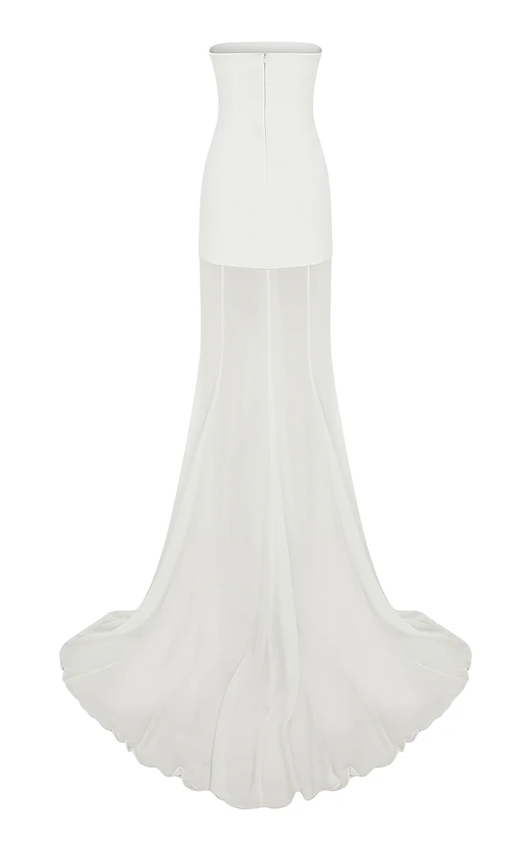 Exclusive Isabel Sheer-Paneled Crepe-Chiffon Gown