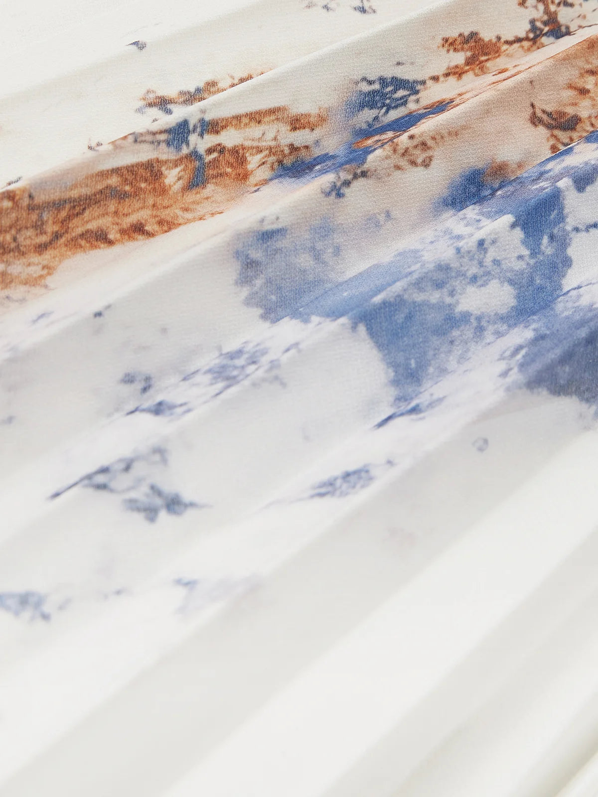 White Pleated Chiffon V Neck Floral Long Sleeve Balloon Sleeve A-Line Maxi Dress