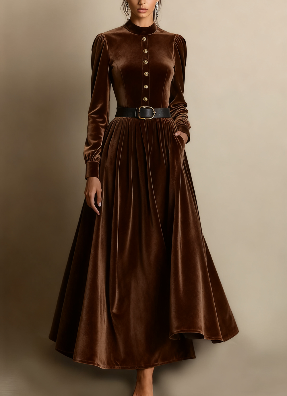 Dark Green A Line Velvet Long Holiday Party Dress