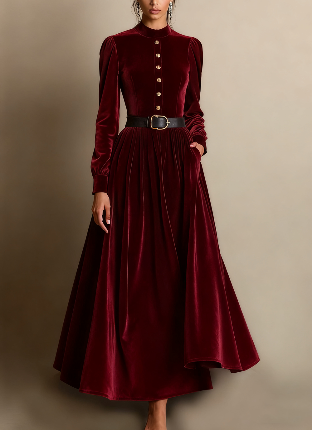 Dark Green A Line Velvet Long Holiday Party Dress