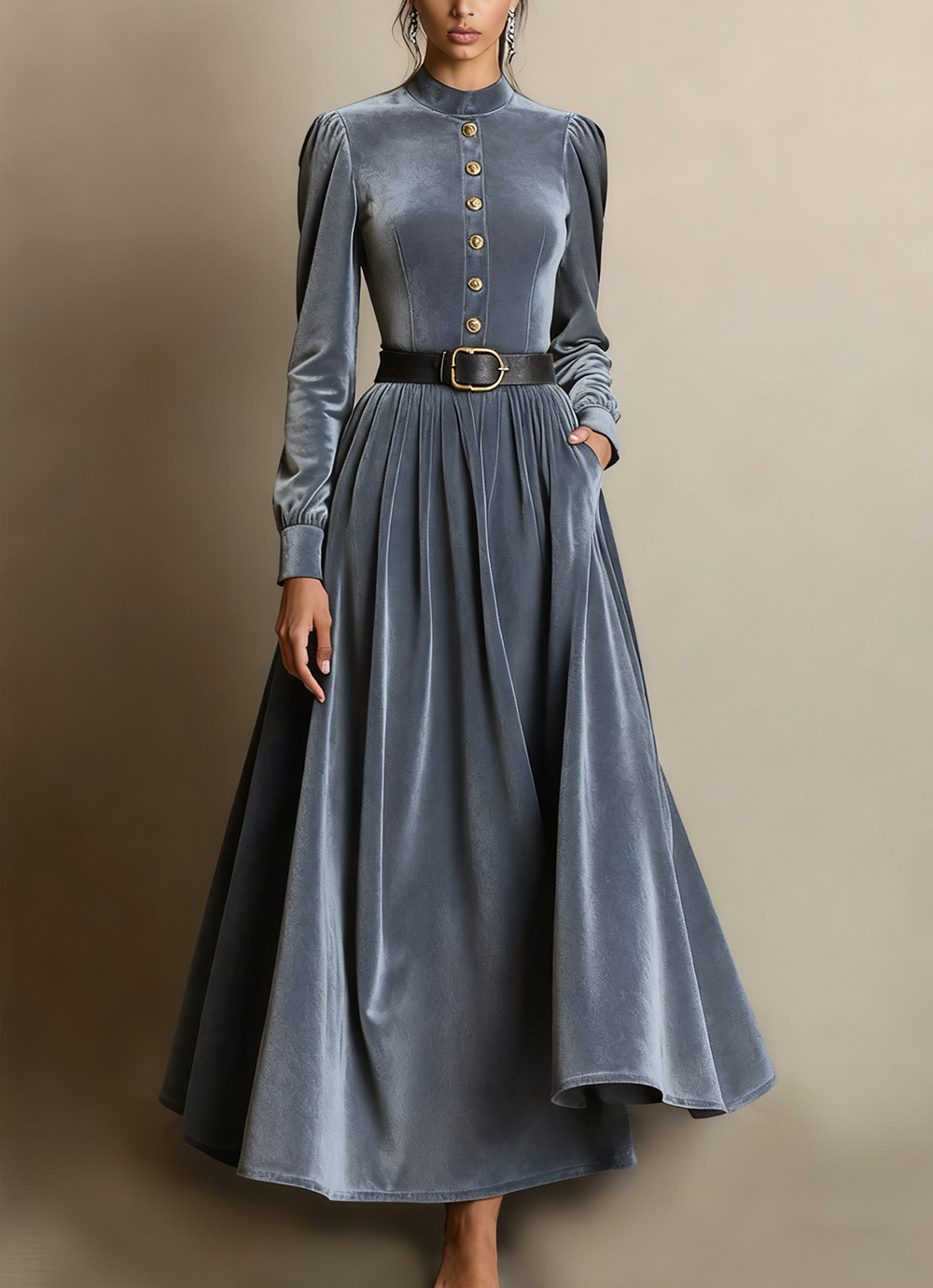 Dark Green A Line Velvet Long Holiday Party Dress