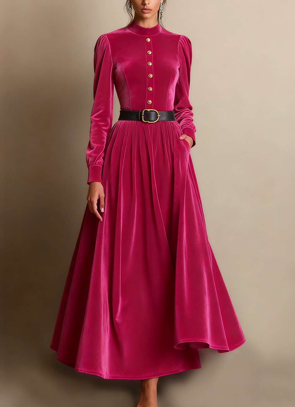 Dark Green A Line Velvet Long Holiday Party Dress