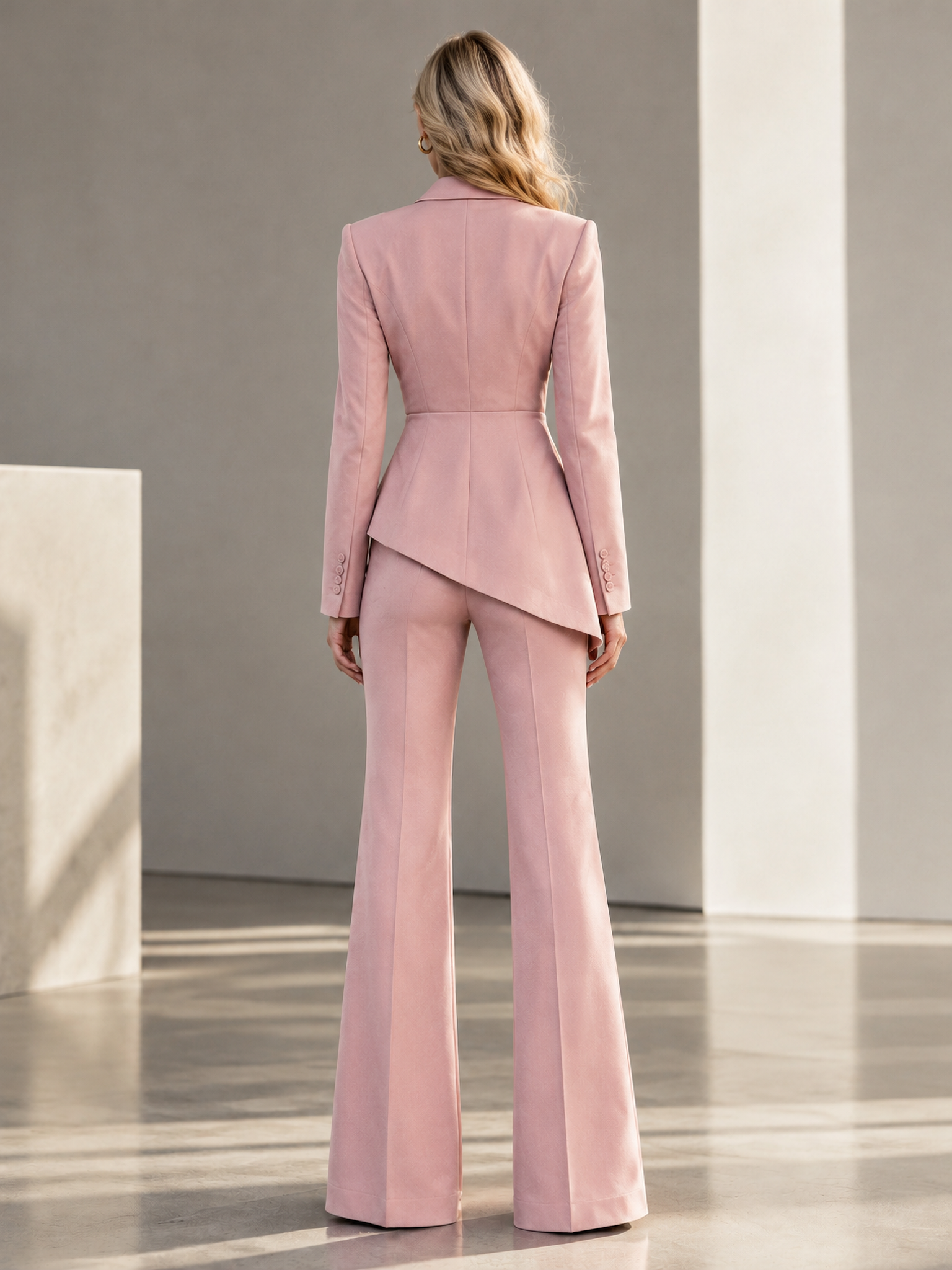 Blush Pink Twisted Waist Flare Pantsuit