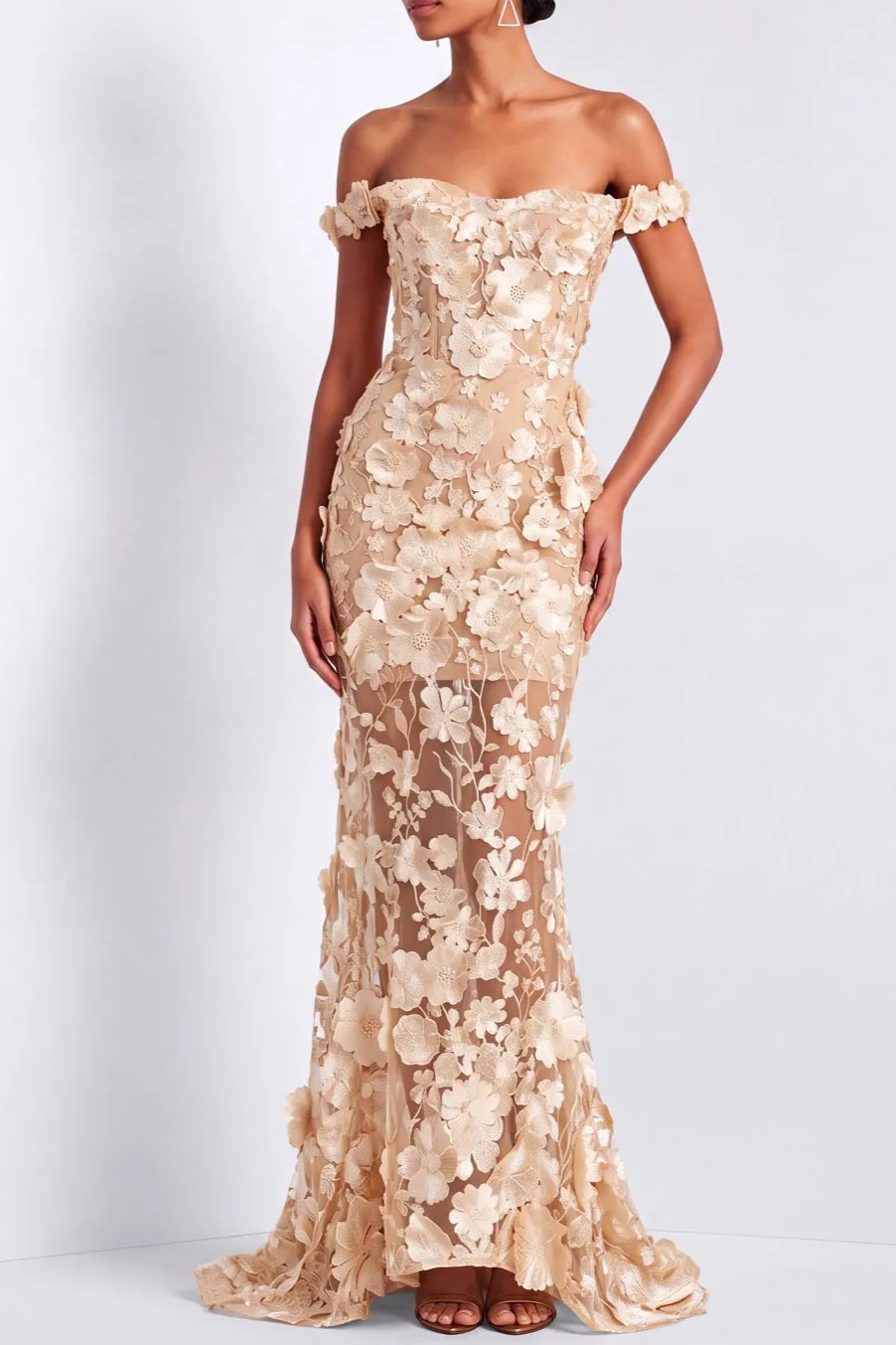 Dusty Blue A-Line Point Collar Embroidered Floral Dresses with Bow