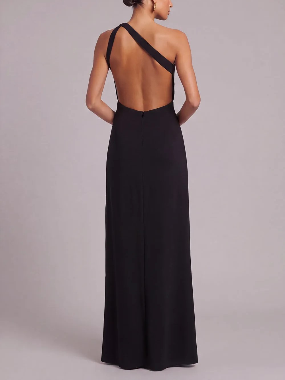 Black Golden Sheath One Shoulder Long Formal Dress with Slit
