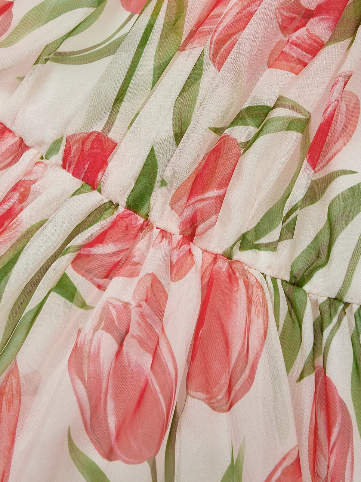 Pink Pleated Floral Chiffon Halter Sleeveless A-Line Mock Neck Maxi Dress