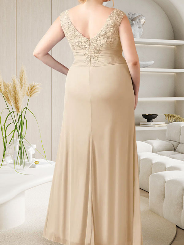 Champagne A-Line Sweetheart Neckline Pleated Mesh Dress