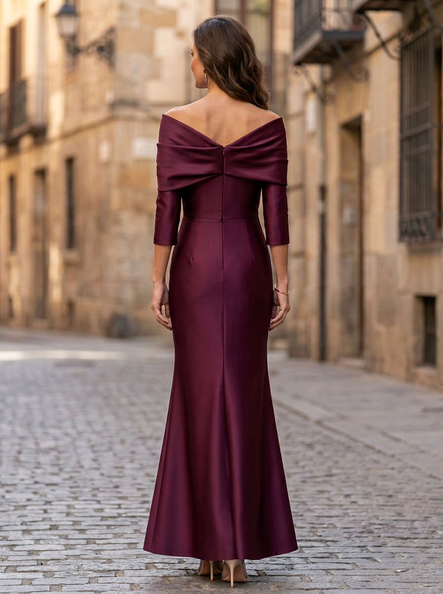 Off-Shoulder Draped Bow Mermaid Maxi Dress