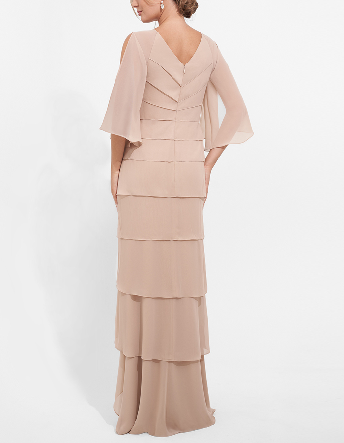Light Pink V-neck Chiffon Maxi Dress