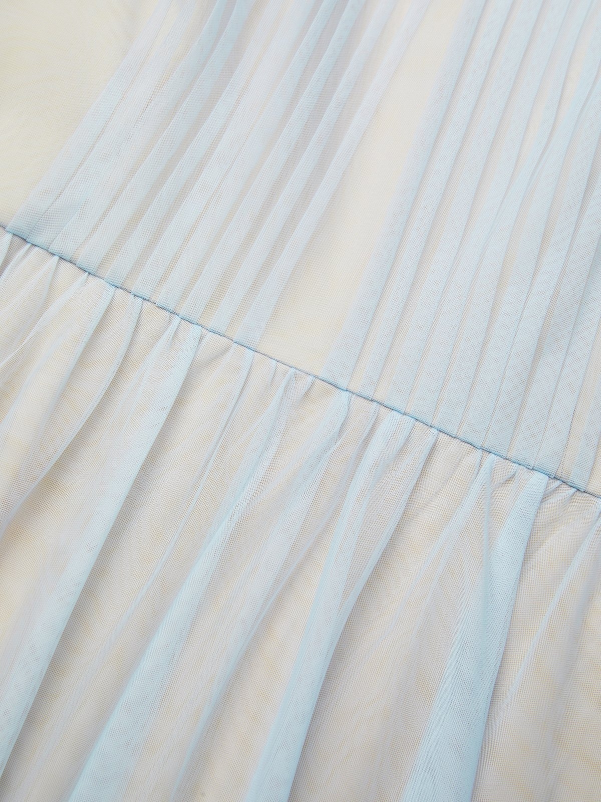 Light Blue Ruched Classic Square Neck Sleeveless A-Line Midi Dress