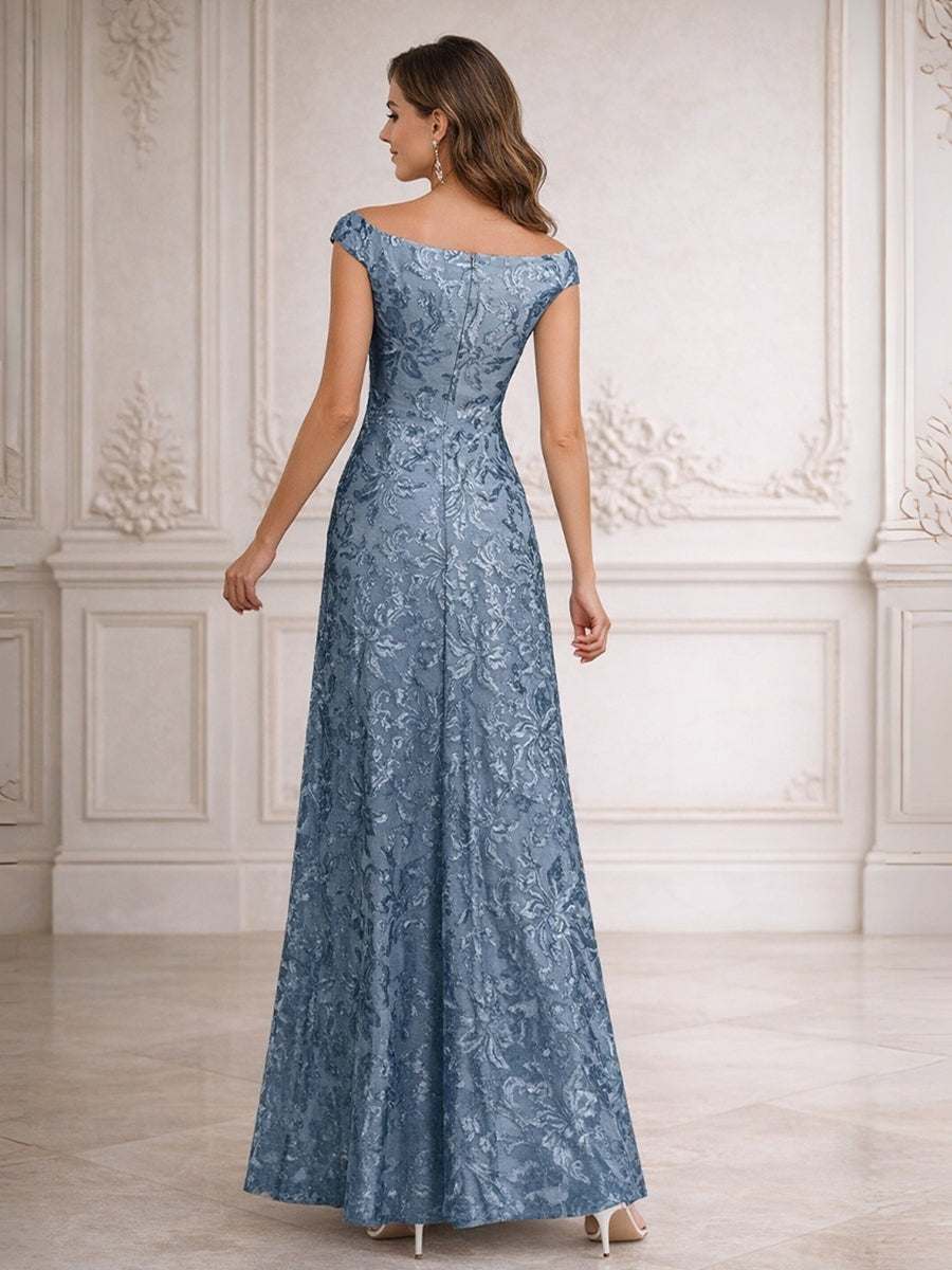 A-Line Off Shoulder Floor-Length Mother of the Bride Dresses with Sequins