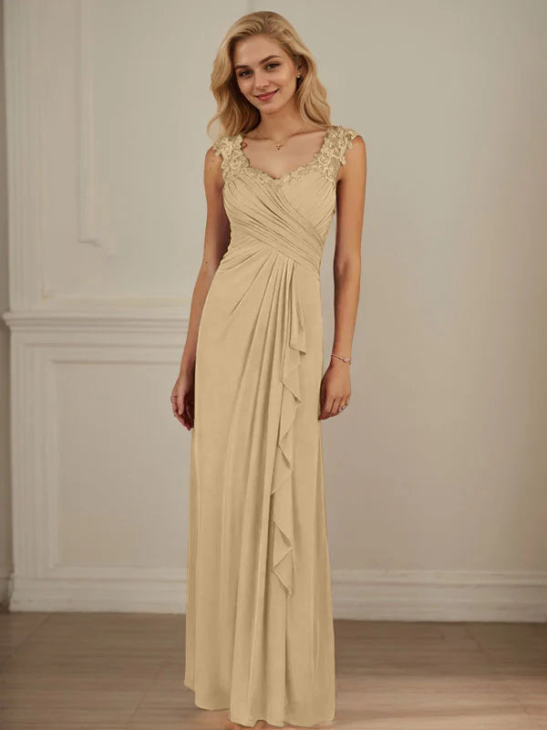Champagne A-Line Sweetheart Neckline Pleated Mesh Dress