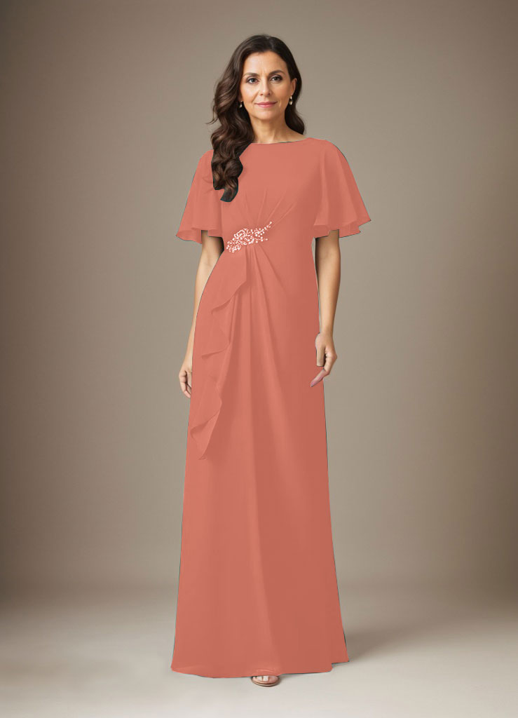 Dark Navy Sheath Beaded Chiffon Dress