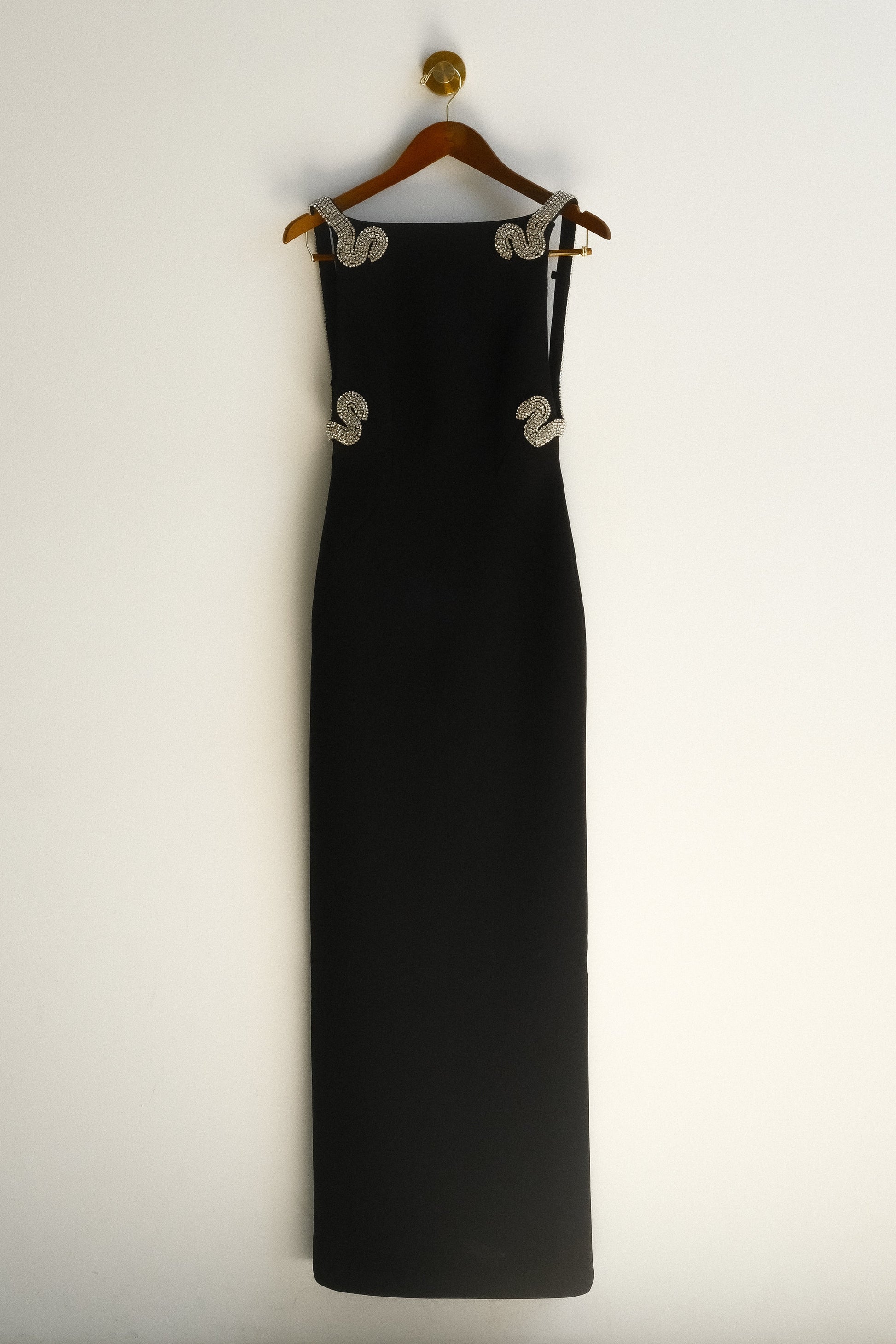 Embellished Crepe Maxi Dress - Black