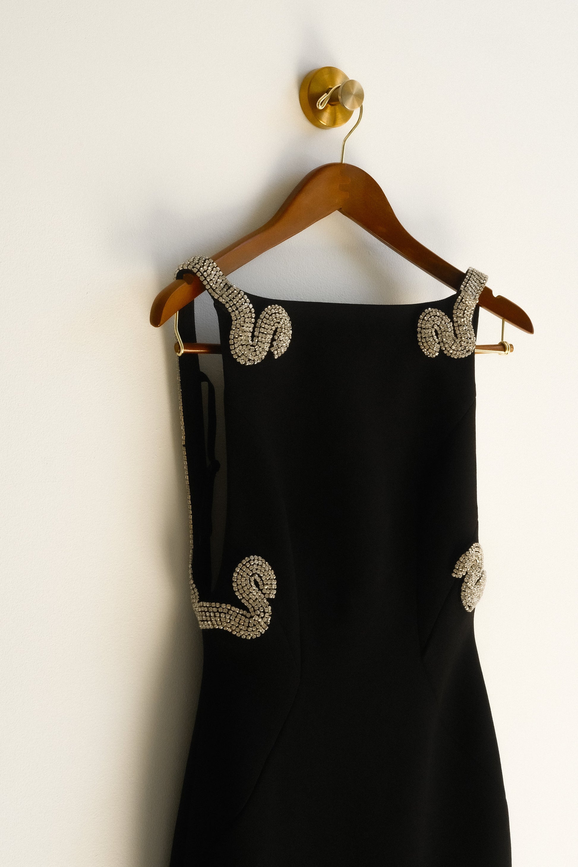 Embellished Crepe Maxi Dress - Black