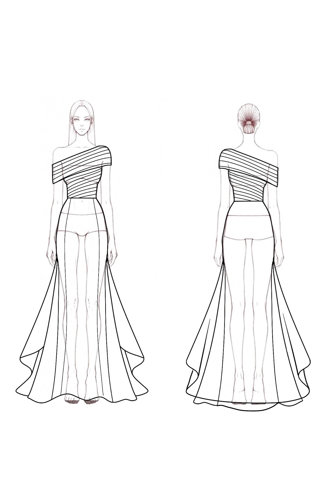 Formal Evening Dress Black One-Shoulder Pleated Chiffon Maxi Dress