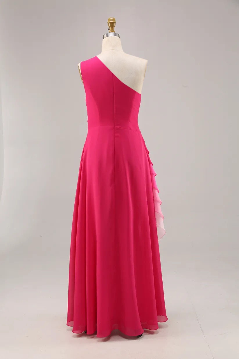 Evening Formal Gradient Dress Fuchsia Sleeveless Maxi Gown