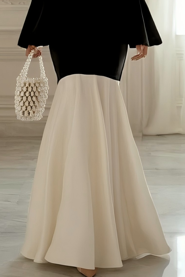 Formal Evening Dress Black White Sweetheart Neck Mermaid Maxi Dress