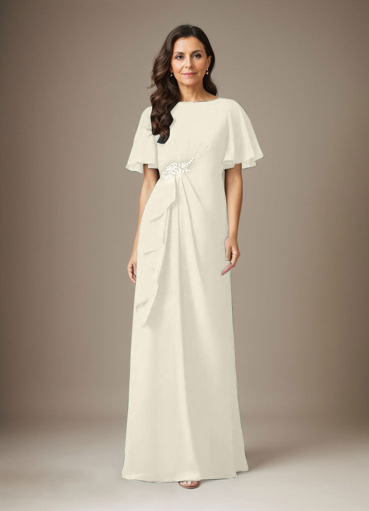 Dark Navy Sheath Beaded Chiffon Dress