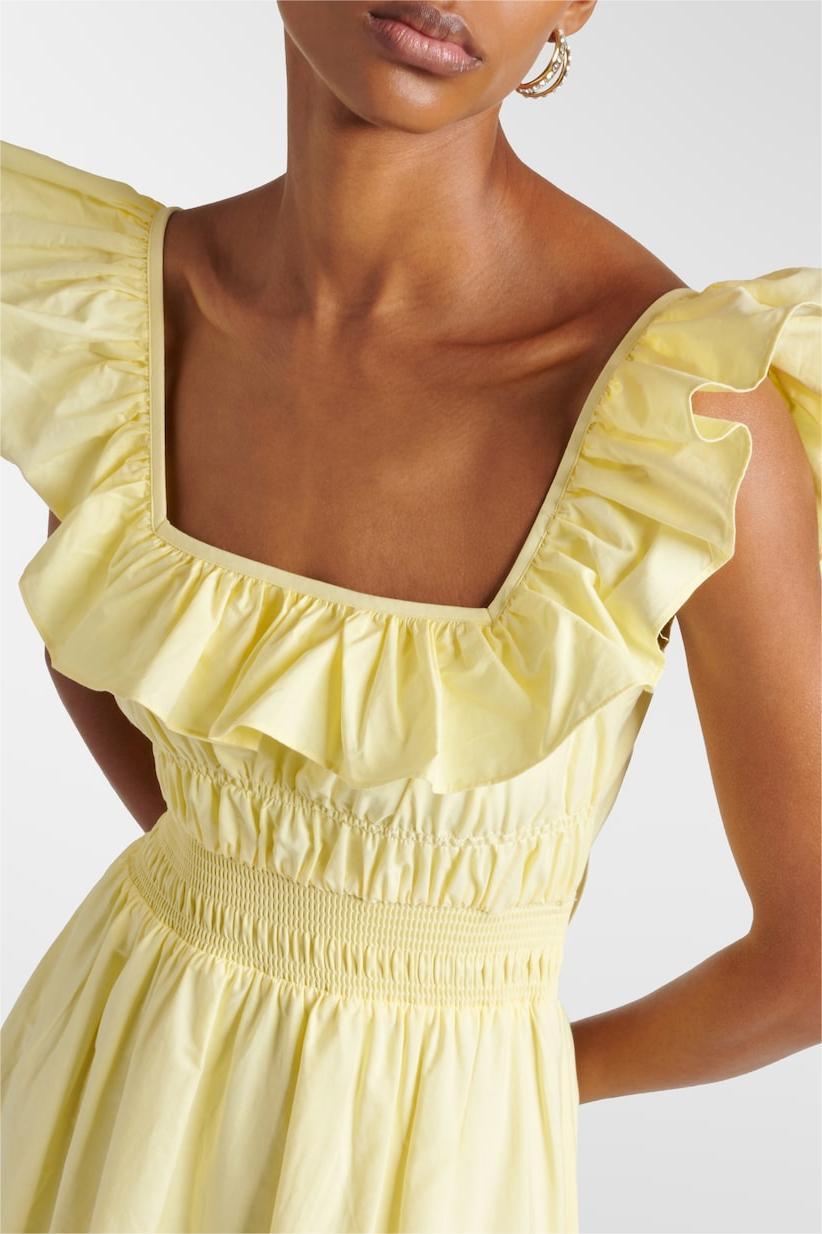 Lace Embroidered Frill Sleeveless Midi Dress