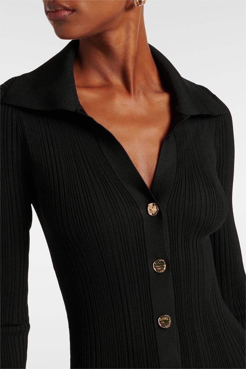 Jersey Solid Button Mermaid Midi Dress