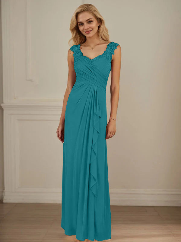 Champagne A-Line Sweetheart Neckline Pleated Mesh Dress