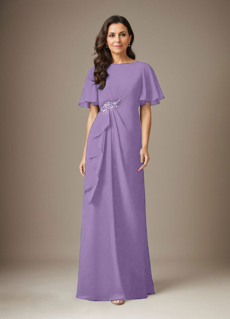 Dark Navy Sheath Beaded Chiffon Dress