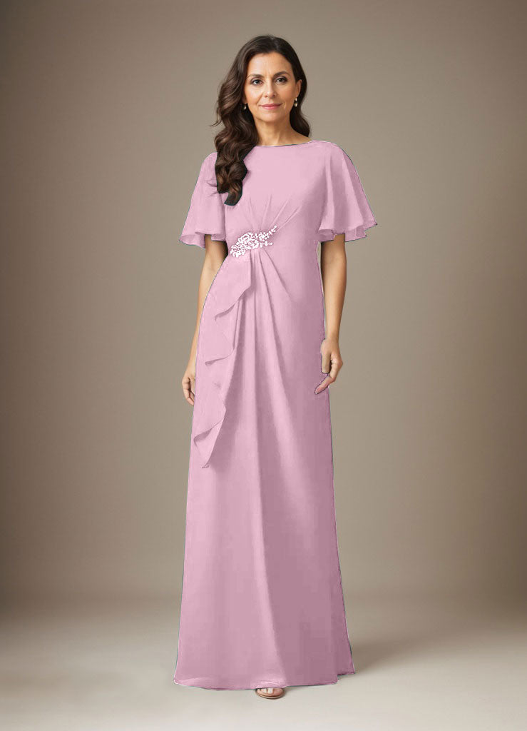 Dark Navy Sheath Beaded Chiffon Dress