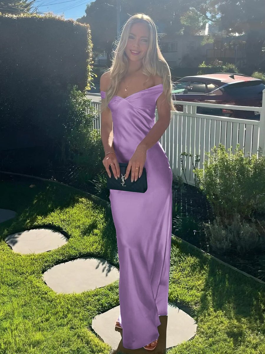 Aqua Mermaid Off The Shoulder Sheath Satin Long Prom Dress