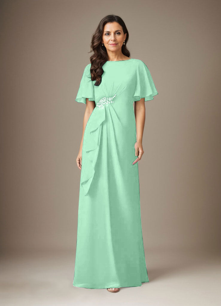 Dark Navy Sheath Beaded Chiffon Dress