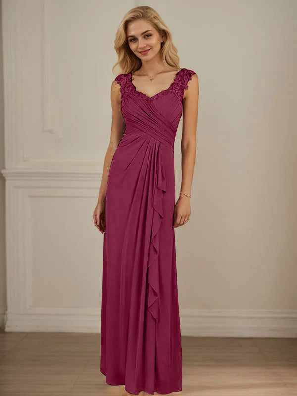 Champagne A-Line Sweetheart Neckline Pleated Mesh Dress